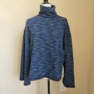 We The Free Turtleneck Pullover Womens M Blue Flare Sleeve